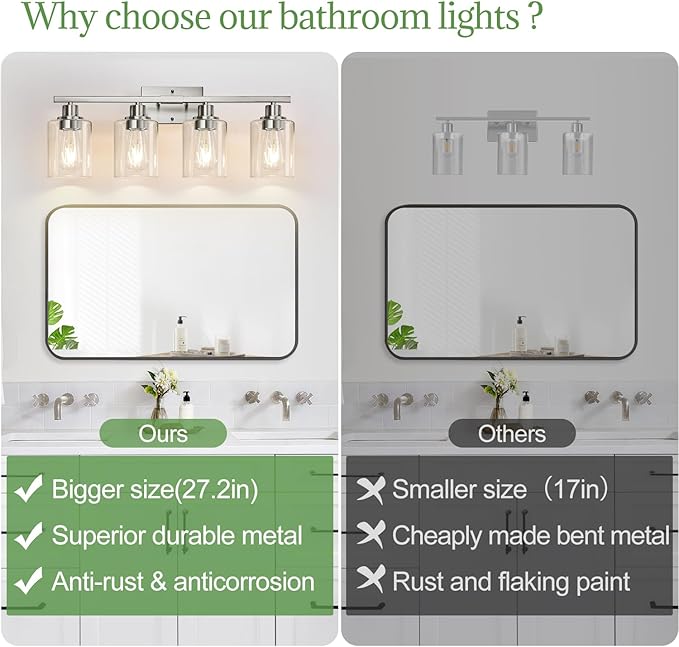 MOKATNG 4-Light Bathroom Light Fixtures, Vanity Light - Image 2