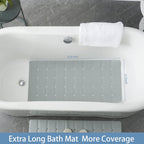 Foldable Silicone Bathtub Mat: Jumbo Size Heavy Duty Safety Bath Mat for Tub Without Suction Cups Non Slip Bath & Shower Mat for Textured, Reglazed, Refinished Tub (Grey, 35.8 x 17.7)