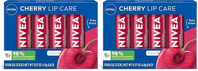 NIVEA Cherry Lip Care, Ruby Tinted Lip Balm Pack by Nivea