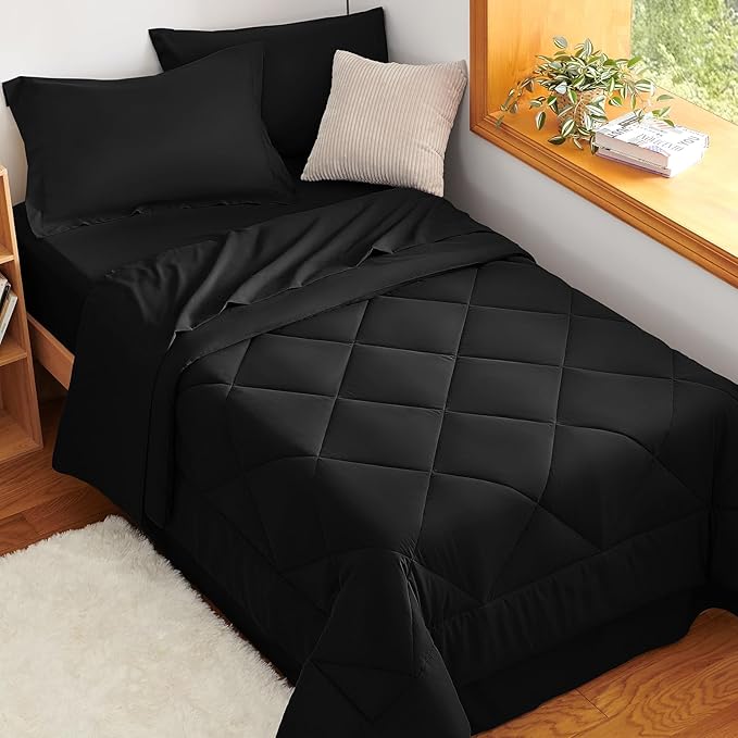 CozyLux Twin XL Comforter Set Black - Image 5
