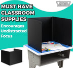 22-Pack Desk Dividers for Students - Durable & Waterproof Plastic Study Carrel Divider, Classroom Folders Teacher Supplies, Easy-to-Clean Plastic Privacy Shield Folder Boards for Student Desks, Black