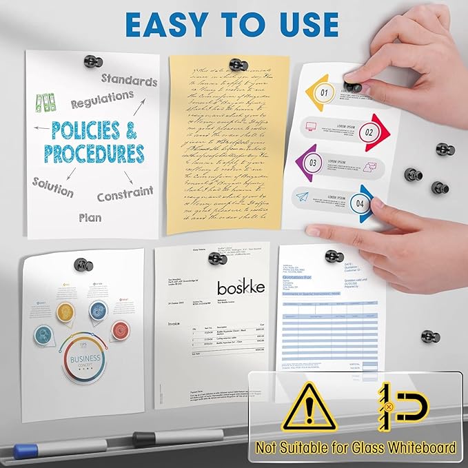 Grtard 60 Pack Magnetic Push Pins, Fridge Magnets for Whiteboard, Whiteboard Magnets Refrigerator Magnets, Small and Strong Push Pin Magnet for Office, School, Locker, and Map Magnet (Black)