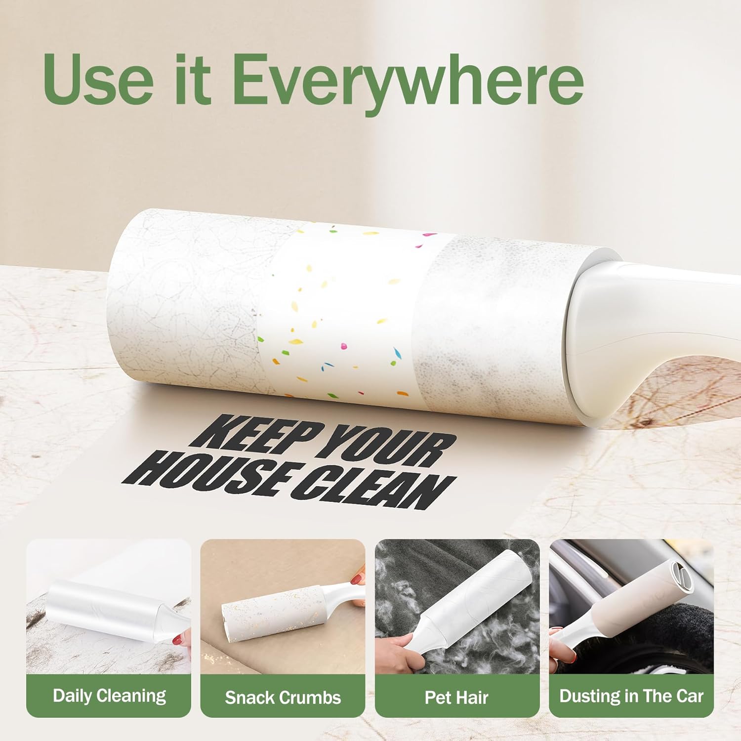 Extra Sticky Lint Roller for Pet Hairs 200 Sheets Lint Rollers for Travel 4 Pack Tough Paper, Small Size Easy Portability, Dog and Cat Hair Lint Rollers Mega Value Set for Clothes