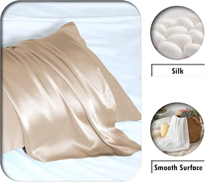 Silk Pillow Cases 2 Pack Soft Breathable and Sliky King Size Pillow Cases Set - Image 2