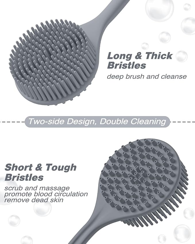 Manmihealth Silicone Back Scrubber & Soft Bath Glove Set 4 PCS, - Image 3