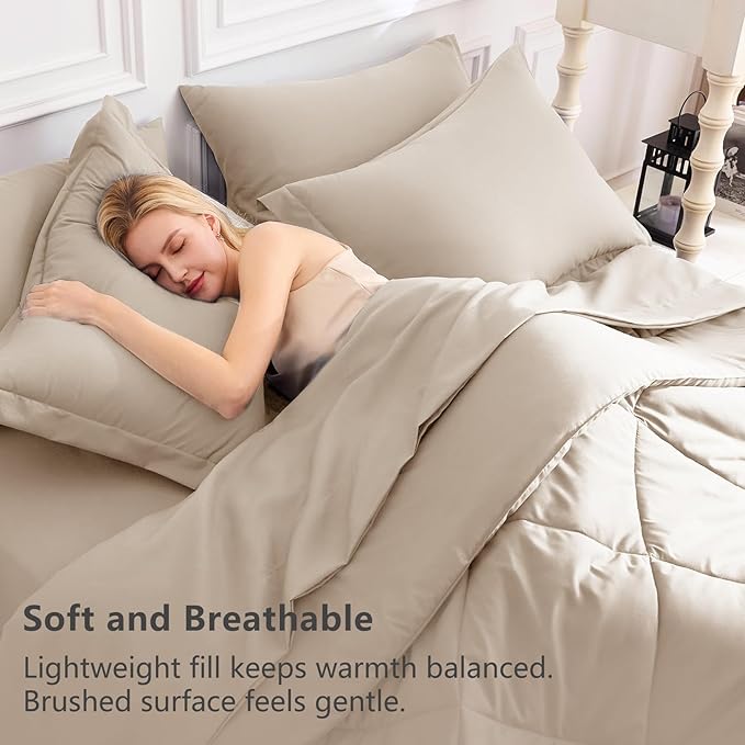 CozyLux Full Size Comforter Sets Wheat - Image 3