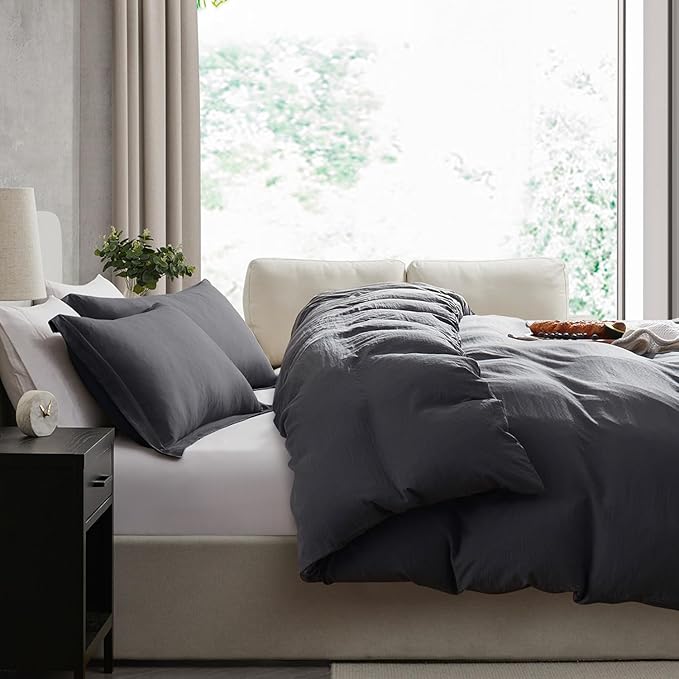 Nestl Dark Grey Duvet Cover King Size - Image 7