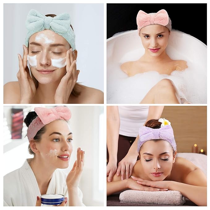 3 Pieces Wash Face Headband Makeup Spa Headband Towel Terry Hair Bands - Image 6