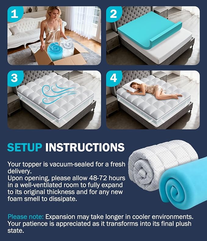 Dual Layer 4 Inch Memory Foam Mattress Topper Twin Size, CertiPUR-US Mattress - Image 9