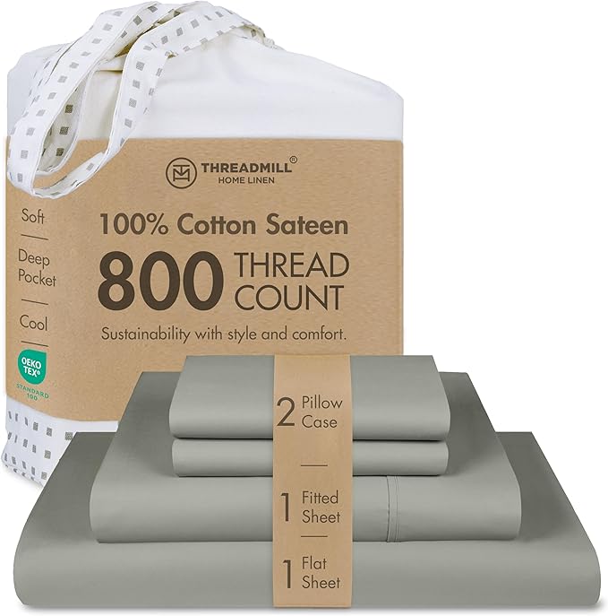 Threadmill Luxury 800 Thread Count King 100% Cotton Sheets by ThreadmillHomeLinen