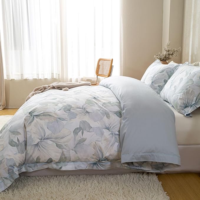 OAITE Duvet Cover Set Queen Size Floral Pattern Ultra Soft 100% Cotton Duvet - Image 5