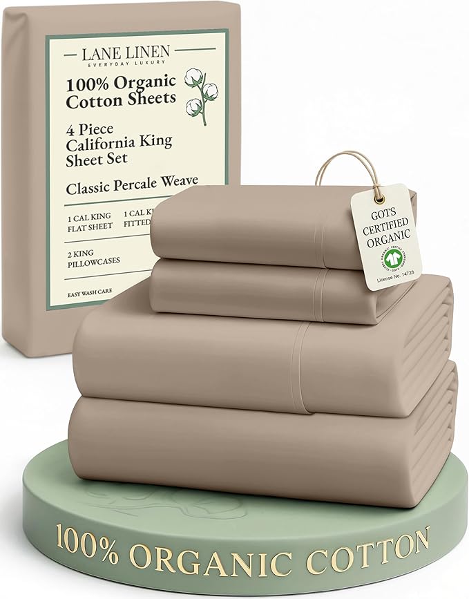 LANE LINEN 100% Organic Cotton California King Sheets Set, 4-Piece Organic by LaneLinen