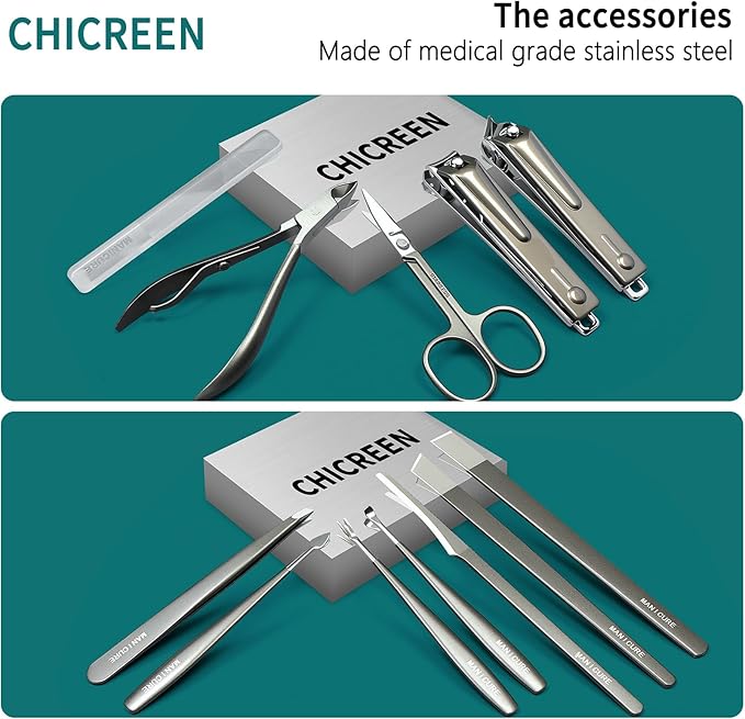 Manicure & Pedicure Set 12 in 1, Nail Clippers Set, Quality Fingernail& Toenail - Image 2