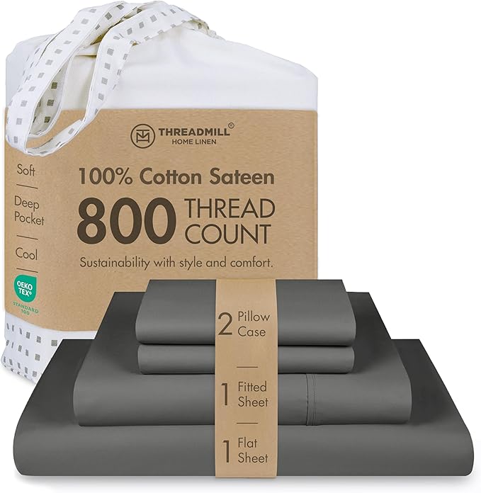 Threadmill Luxury 800 Thread Count King 100% Cotton Sheets by ThreadmillHomeLinen