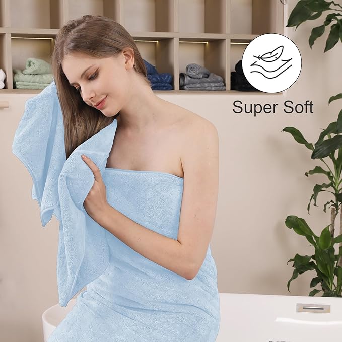 8-Piece Blue Bath Towels Set, 2 Oversized Large Bath Towels Sheet, 2 Hand - Image 8