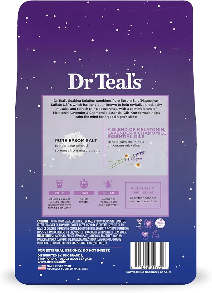 Dr Teal's Epsom Salt Soak, Lavender & Chamomile, 3 lbs | Pack of 2 | Sleep - Image 13