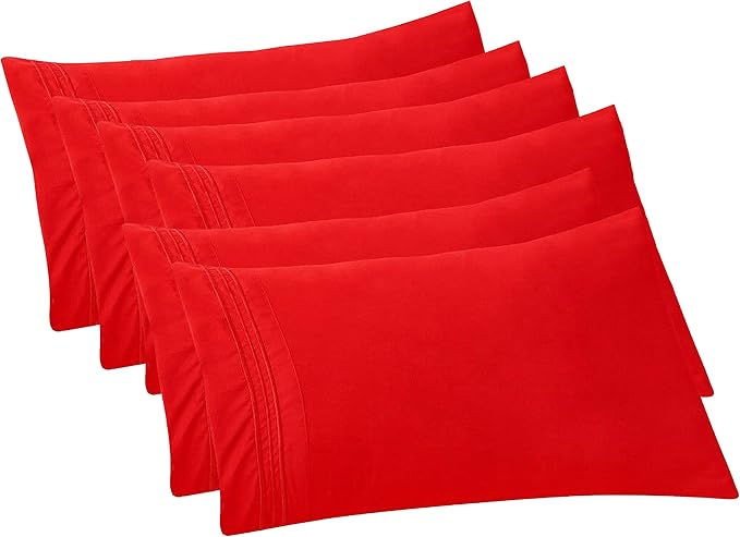 Elegant Comfort 6-PACK Solid Pillowcases 1500 Premium Hotel Quality Microfiber by ELEGANTCOMFORT