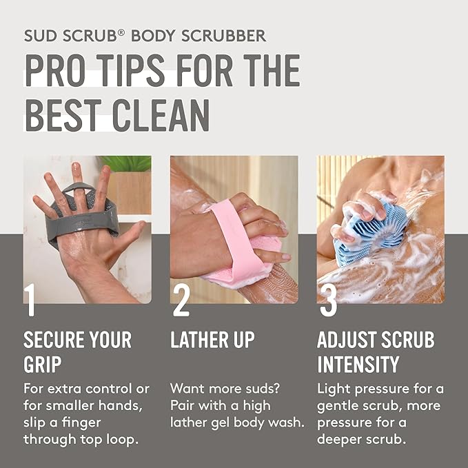 Sud Scrub® Antimicrobial Silicone Body Scrubber, Exfoliating Body Brush - Image 7