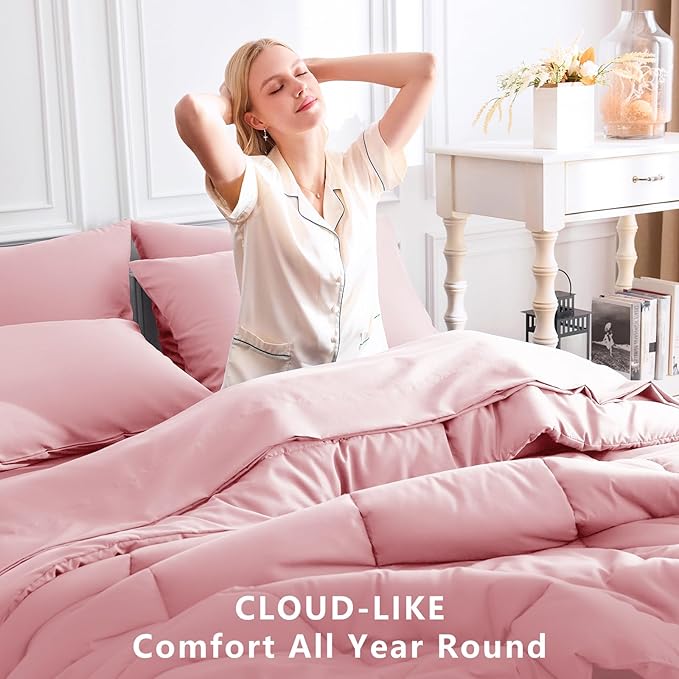 CozyLux Full Size Comforter Set Pink, 7 Pieces Bed in a Bag, All Season Bedding - Image 4