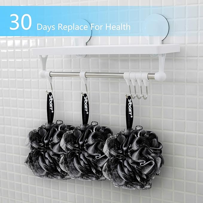 Yoget Bath Loofah Sponge, 4 Pack Black 60G Shower Mesh Ball Soft Pouf Body - Image 5