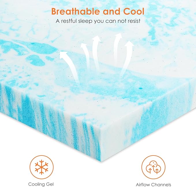 Sweetcrispy Mattress Topper King, 3 Inch Thick Memory Foam Gel Infused Cooling - Image 6
