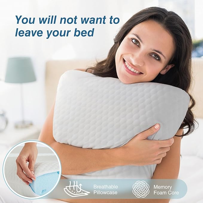 DUMOS Memory Foam Pillows for Sleeping 2 Pack, Bed Pillows for Adults - Image 5