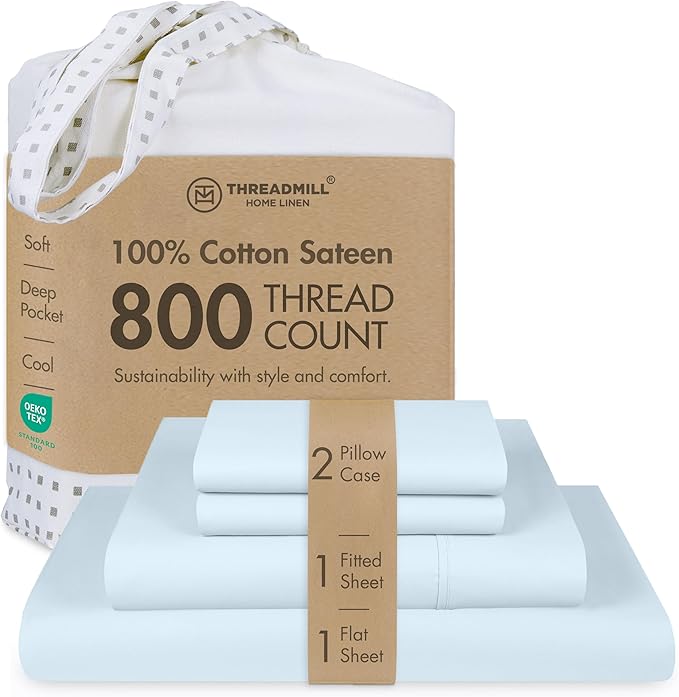 Threadmill Luxury 800 Thread Count Queen 100% Cotton Sheets by ThreadmillHomeLinen