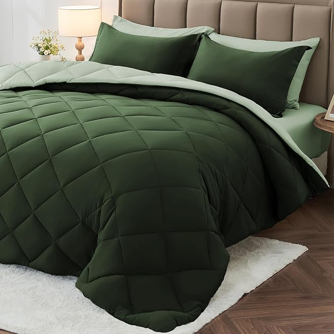 MUXHOMO 7 Pieces King Comforter Set, Reversible Bed in a Bag King Size by MUXHOMO