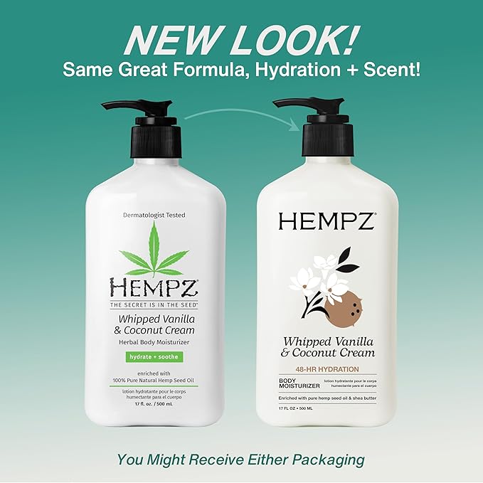Hempz Whipped Vanilla & Coconut Cream Body & Hand Lotion, Vegan Formula - Image 3