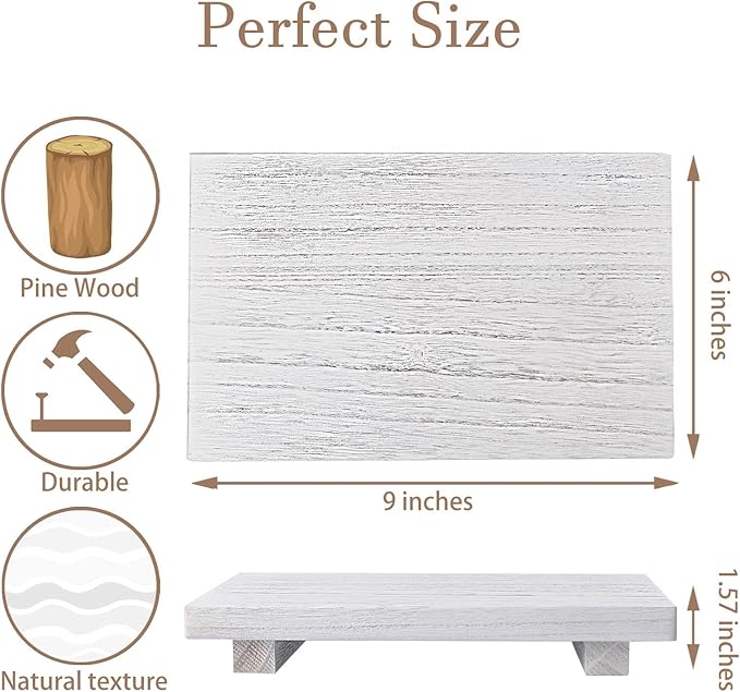 zoocatia Small Wood Tray Pedestal Stand Farmhouse Bathroom Decor Decorative - Image 6