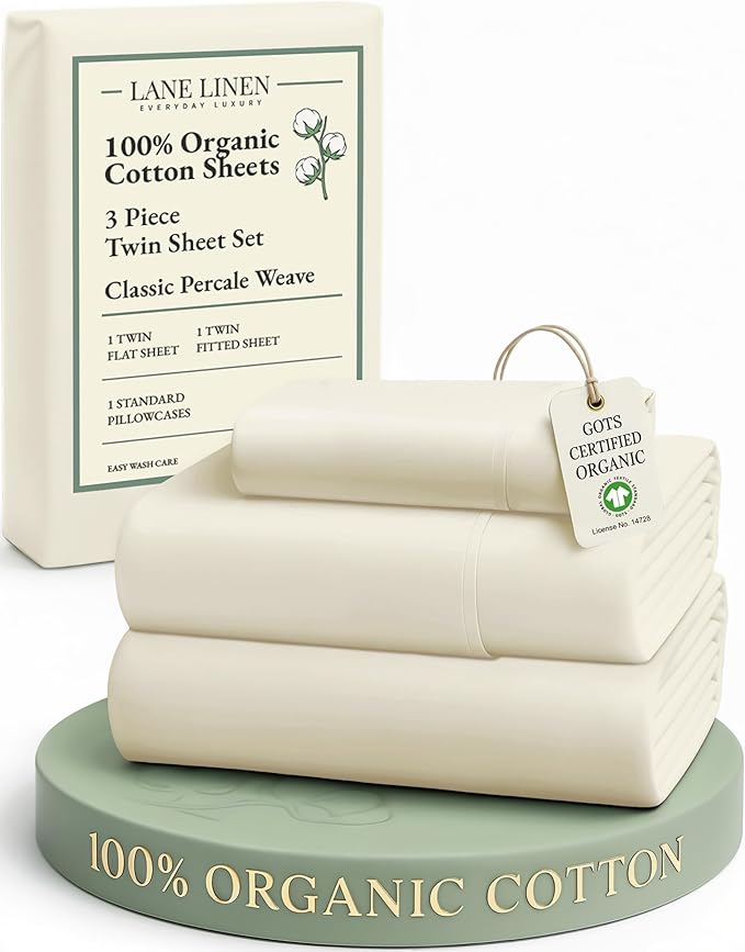 LANE LINEN 100% Organic Cotton Twin Bed Sheet Set, Soft & Breathable Twin Sheet by LaneLinen