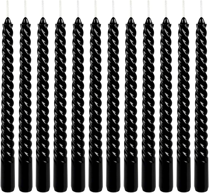 WPONSZU 10 Inch Black Spiral Taper Candle Set, 12 Pack Unscented Dripless - Image 2