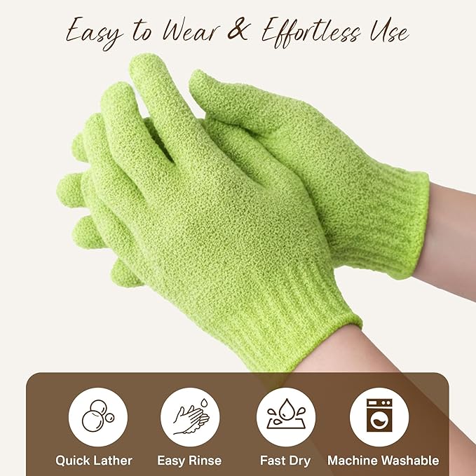 4 Pairs Exfoliating Gloves for Shower, Shower Gloves, Body Scrubber, Korean - Image 9