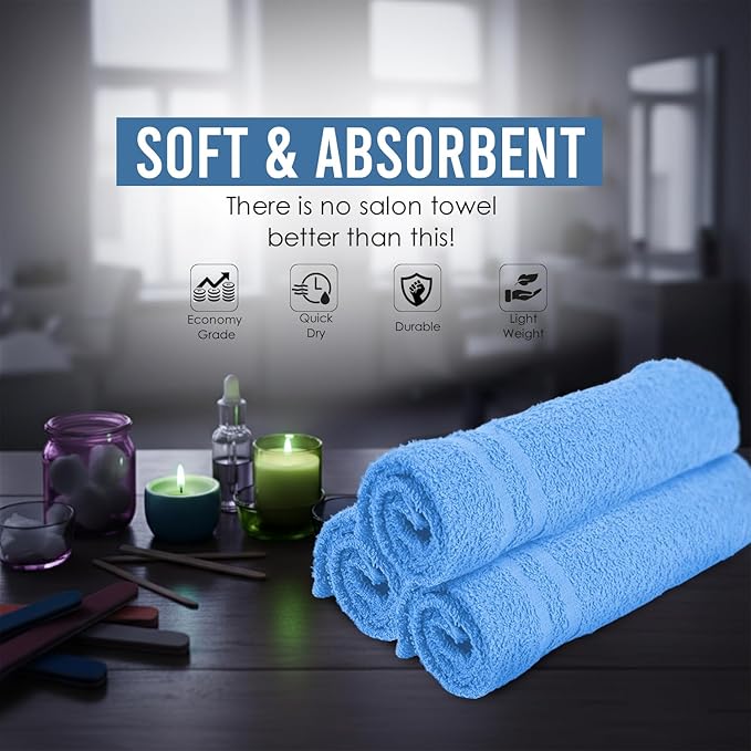 Hand Towels Light Blue Economy Salon Towels - Image 7