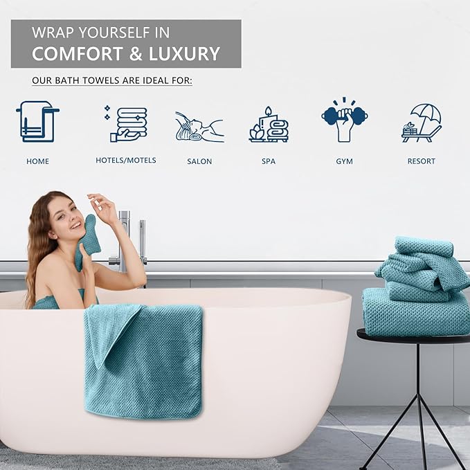 8 Piece Bathroom Towel Set |2 Oversized Large Bath Towels Sheet, 2 Hand Towels - Image 6