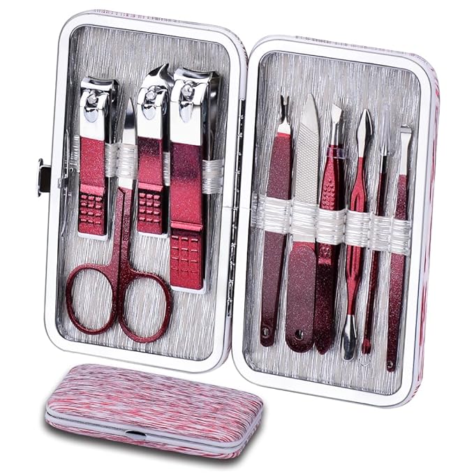 HANTEKAS Manicure Set 10 in 1 Stainless Steel, Nail Clippers Scissors Pedicure by HANTEKAS