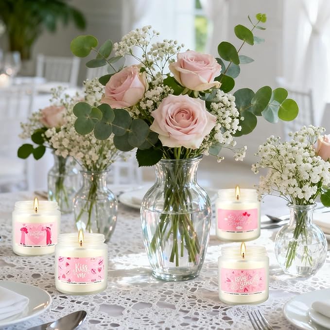 Valentine's Day Pink Scented Candles-12Pcs 3.5oz Each-Natural Plant Essential - Image 9
