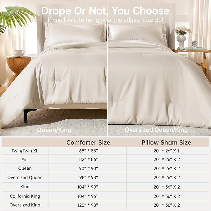 MUXHOMO Beige California King Comforter Set, All Season Ultra Soft Down - Image 8
