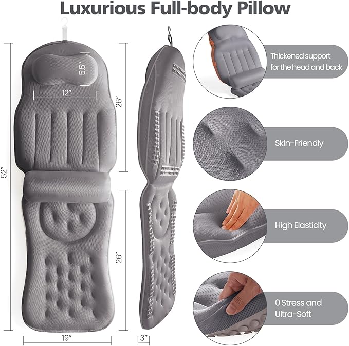 Full Body Bath Pillow for Bathtub, Thick Bathtub Cushion Soft 5D Mesh Spa - Image 5