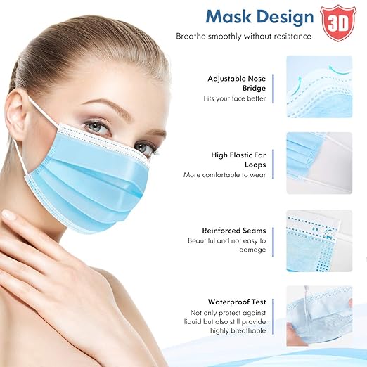 Disposable Face Mask Adult Blue Breathable Mask - Image 4