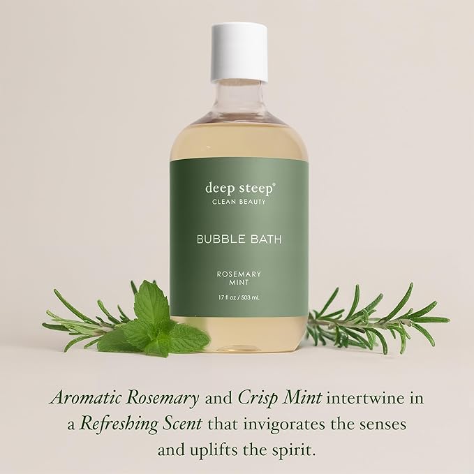 Deep Steep Bubble Bath, Rosemary Mint 17 oz – Hypoallergenic, Clinically Tested - Image 4