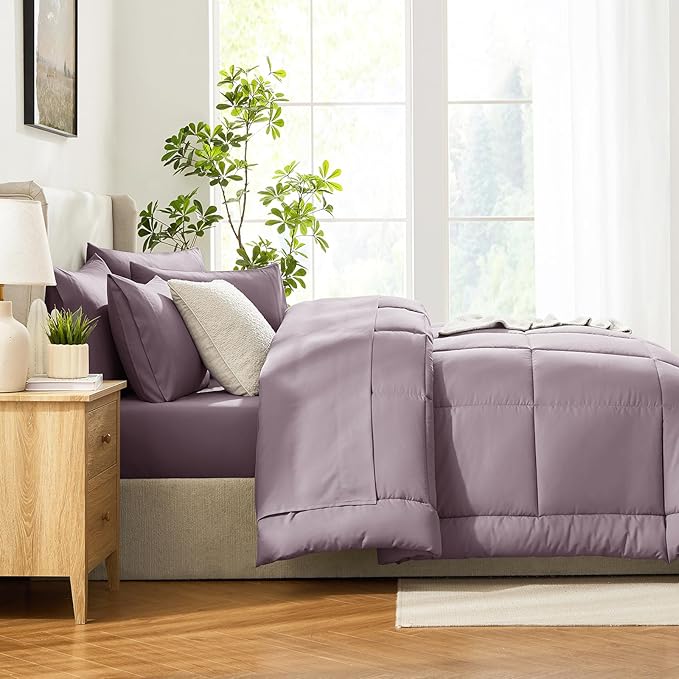 CozyLux Full Size Comforter Set Dusty Purple - Image 9