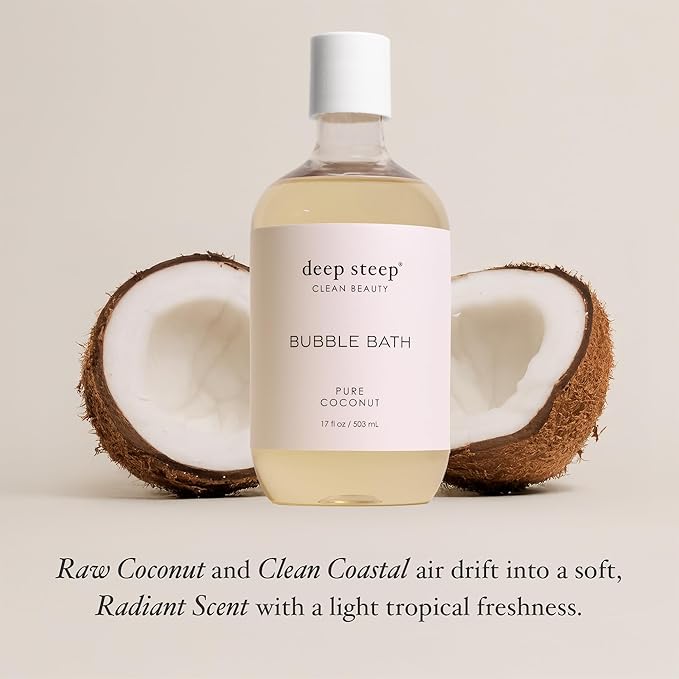 Deep Steep Bubble Bath, Pure Coconut 17 oz – Hypoallergenic, Clinically Tested - Image 4