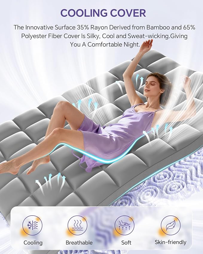 ChiXpace Dual Layer 5 Inch Memory Foam Mattress Topper Queen - Image 6