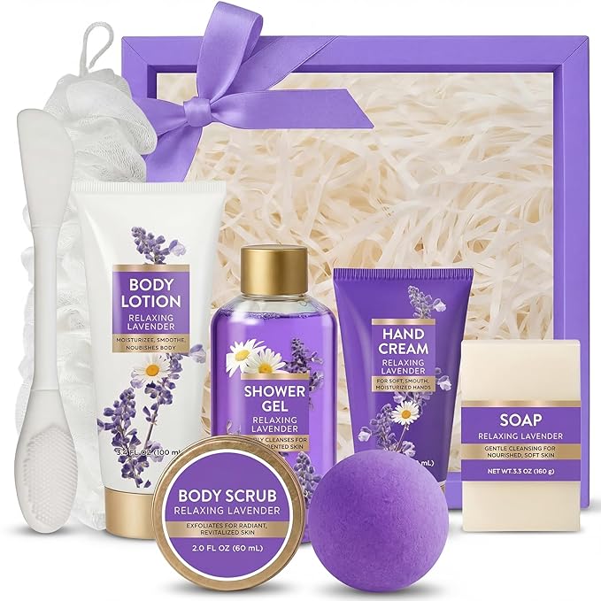 Spa Luxetique Gifts for Women Relaxing Lavender Gift for Womens 8pcs Spa Gift by SPALUXETIQUEWORLD
