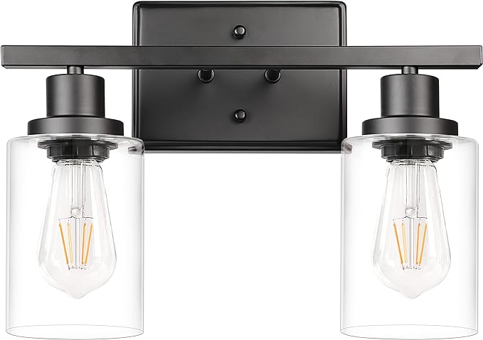 Ascher 2-Light Wall Sconces, Modern Vanity Light Fixture Black Finish, Wall by Ascher