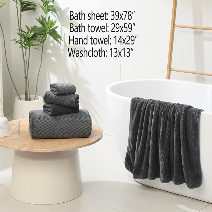 YTYC 29x59 Inch Extra Large Bath Towels Set of 6 Quick Dry Super Soft - Image 2