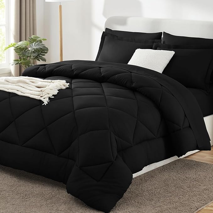 CozyLux Queen Comforter Set Black by CozyLux