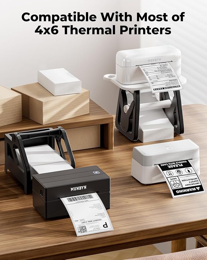MUNBYN 4"x6" Direct Thermal Shipping Labels, Commercial Grade Permanent Adhesive Fanfold Mailing Postage Label Paper for Thermal Printers and Packages, 220 Sheets per Stack