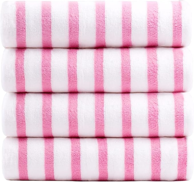 JML Beach Towels, 4 Pack, Large Microfiber Bath Towel Set, Cabana Stripe - Image 2